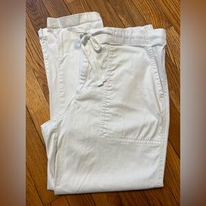 LOFT White Straight-Leg Drawstring Pants